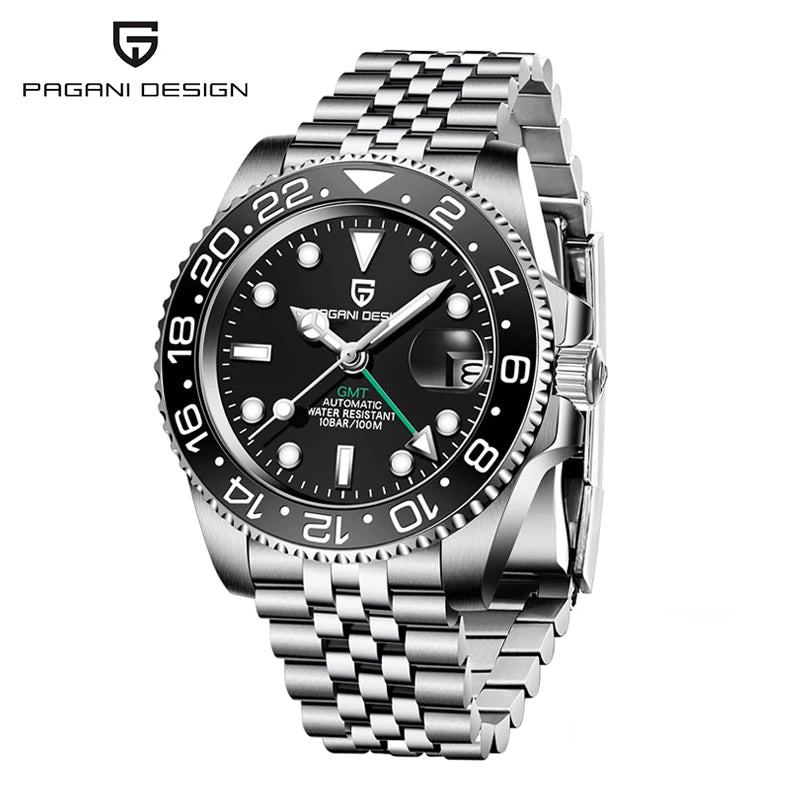 Pagani Design PD-1662 Men’s GMT Mechanical Watch – 40mm Sports, Sapphire Crystal, 100M Water Resistant