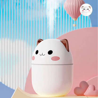 Gran oferta 250ml lindo gato humidificador de aire difusor USB generador de niebla Mini Humidificador con luz nocturna