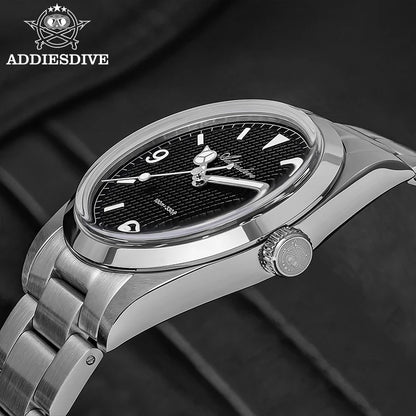 ADDIESDIVE AD2096 Men’s Quartz Watch – Bubble Mirror Glass, 100M Water Resistant, Stainless Steel