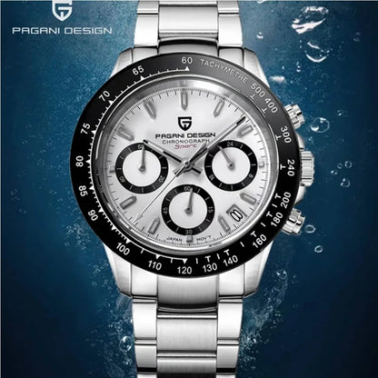 Pagani Design Men's Quartz Chronograph Watch – Sapphire Crystal, 100M Water Resistant, Stainless Steel