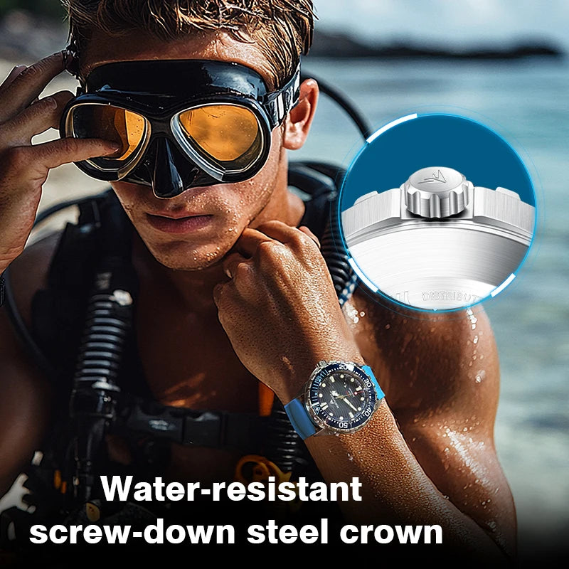 North Edge TRITON Solar Dive Watch – 300M Water Resistant, Ceramic Bezel, 316L Stainless Steel