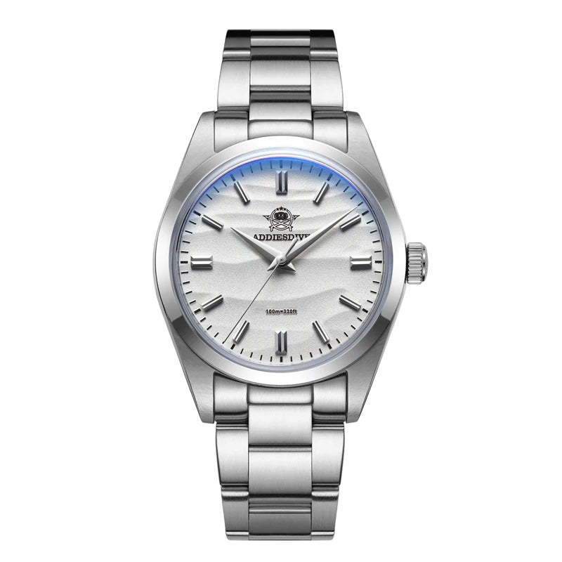ADDIESDIVE AD2030 Men’s Quartz Dress Watch – 3D Sand Dial, 100M Water Resistant, Stainless Steel