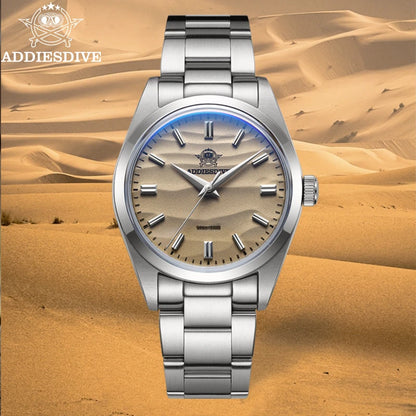 ADDIESDIVE AD2030 Men’s Quartz Dress Watch – 3D Sand Dial, 100M Water Resistant, Stainless Steel