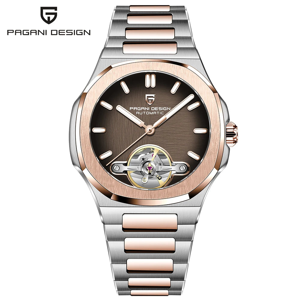 PAGANI DESIGN New Mechanical Hollow-Out Tourbillon Men's and woman's Watch Sport Elegant Sapphire Waterproof Watch Japan Movt 316L Steel Clock