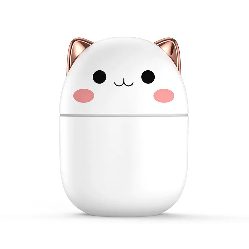 Gran oferta 250ml lindo gato humidificador de aire difusor USB generador de niebla Mini Humidificador con luz nocturna