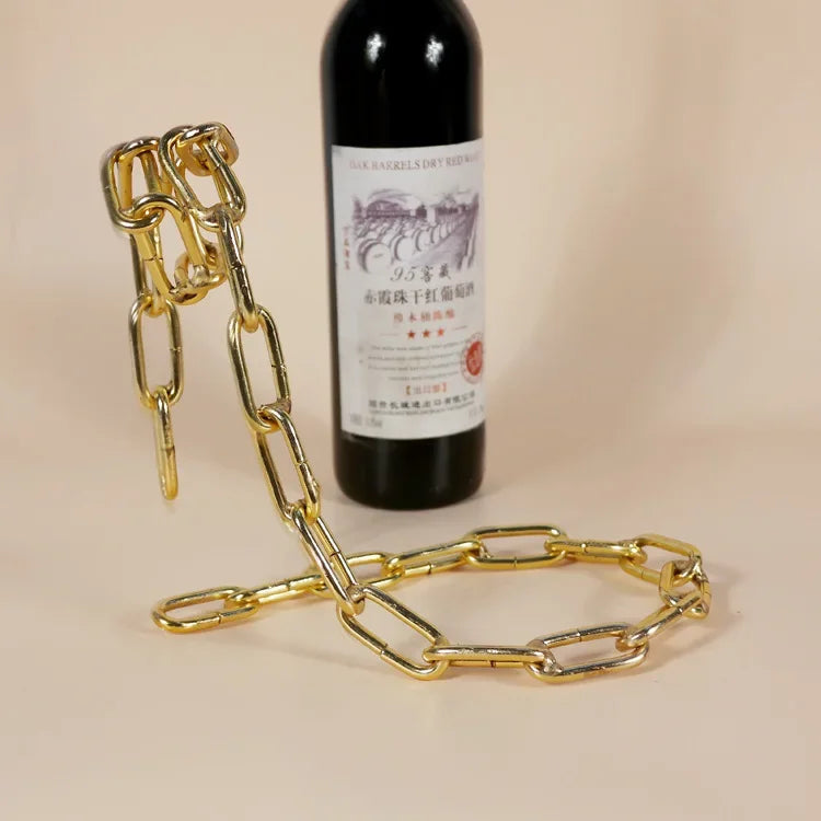 Soporte Mágico para Botellas de Vino – Suspensión de Cadena de Hierro para Cocina, Comedor o Bodega