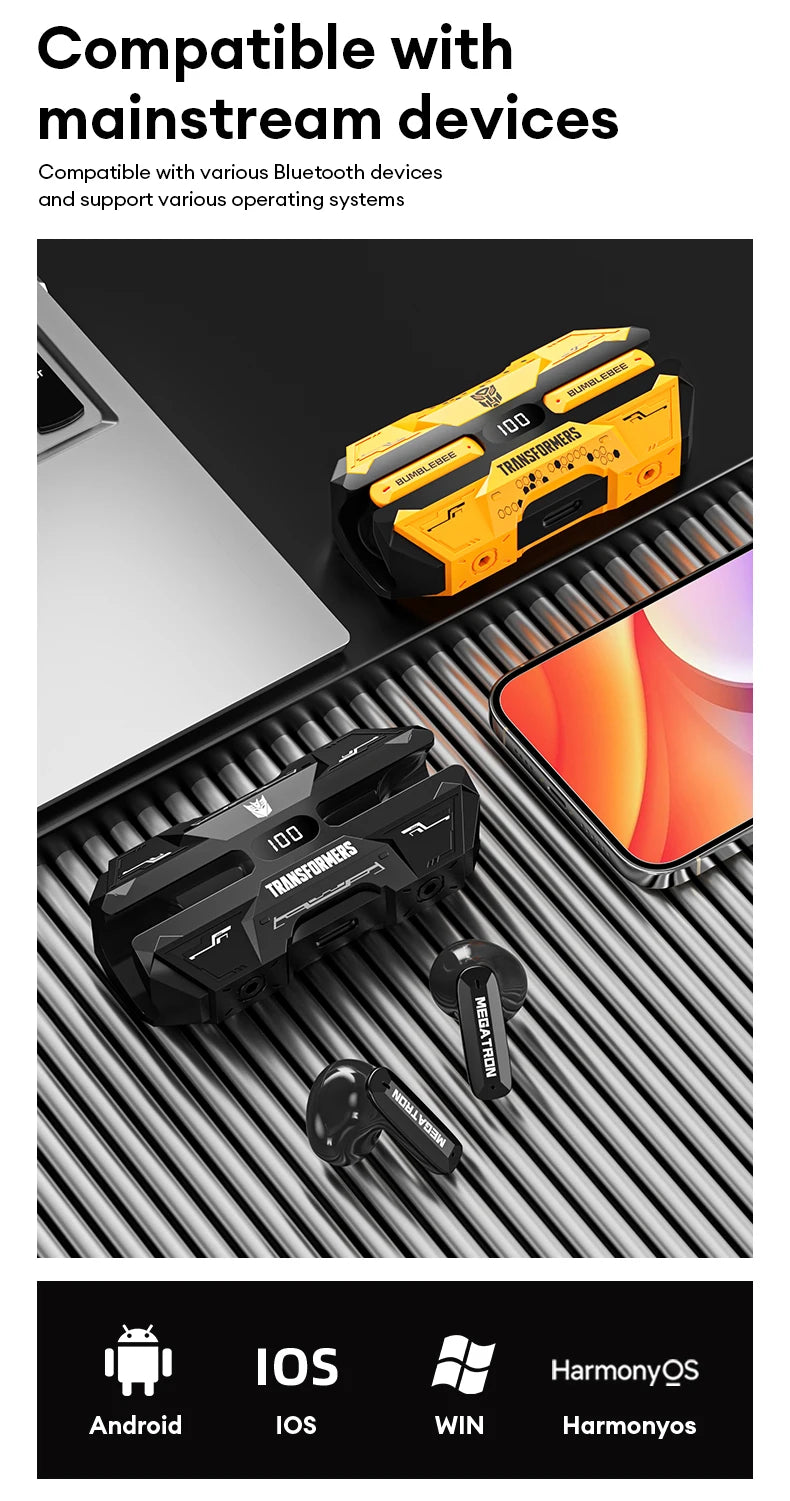 Nuevos transformadores TF-T51 TWS auriculares inalámbricos de larga resistencia con pantalla LED de potencia auriculares Bluetooth V5.4 llamadas HD auriculares