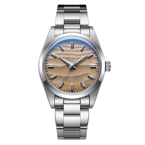 ADDIESDIVE AD2030 Men’s Quartz Dress Watch – 3D Sand Dial, 100M Water Resistant, Stainless Steel