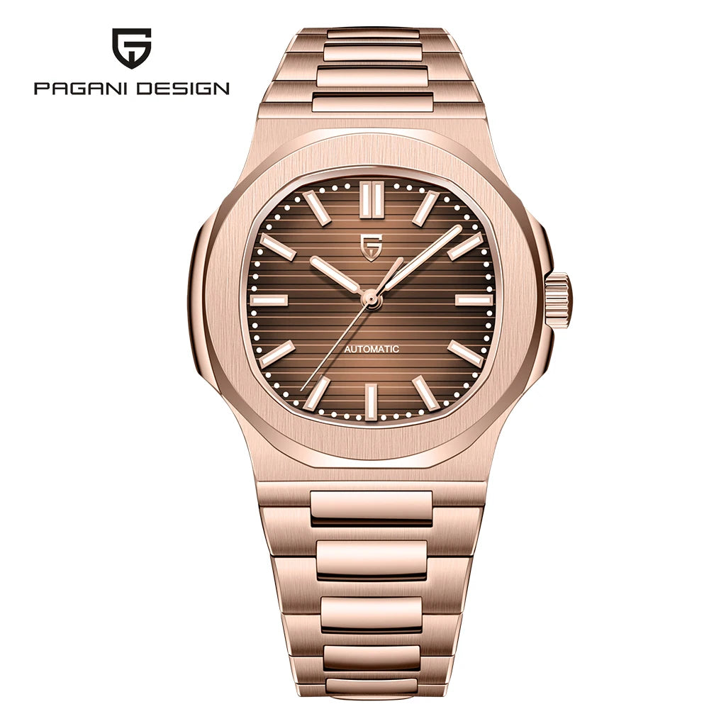 Pagani Design PD-1728 Men’s Automatic Watch – Rose Gold, Sapphire Crystal, 100M Water Resistant