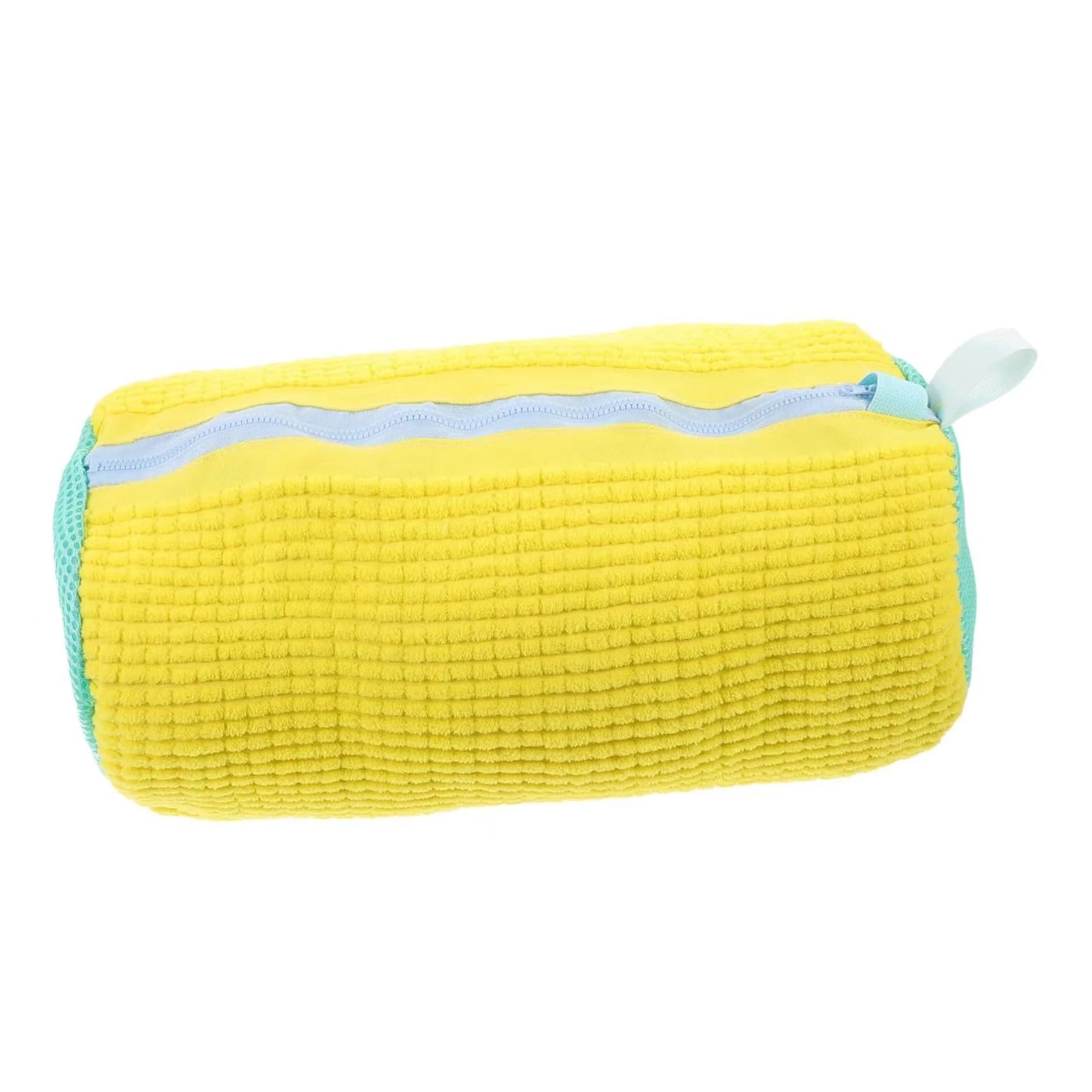 Bolsa duradera para lavadora de zapatos para todo tipo de zapatos, amarilla con cremallera azul, ideal para zapatillas de deporte y zapatos casuales, bolsa para lavar ropa